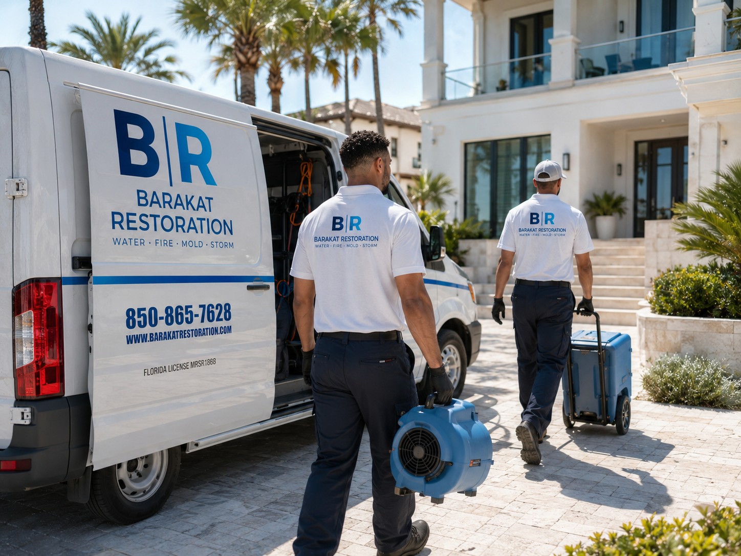 Barakat Restoration team at a coastal property